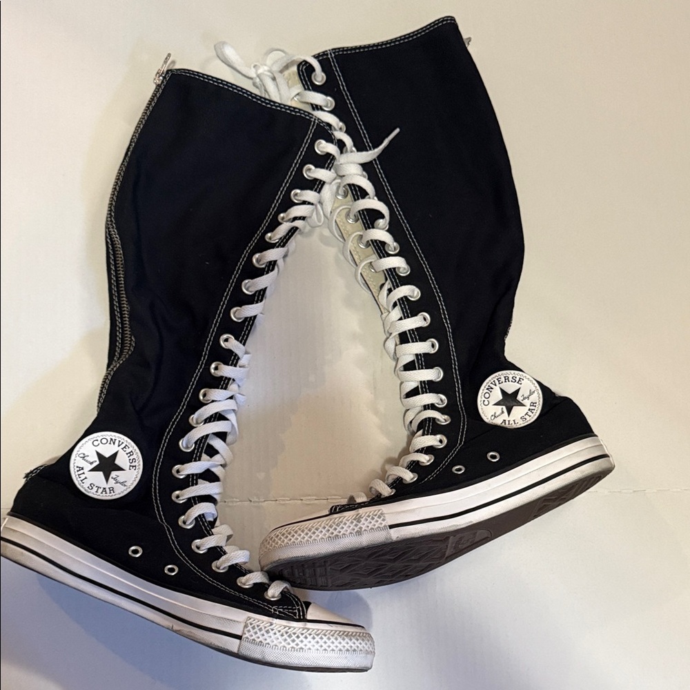 Converse Women's Black Lace-Up Knee-High Boots - Picture 5 of 9